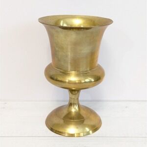 Vintage Brass Goblet Chalice Cup Planter Made in INDIA 5" Tall